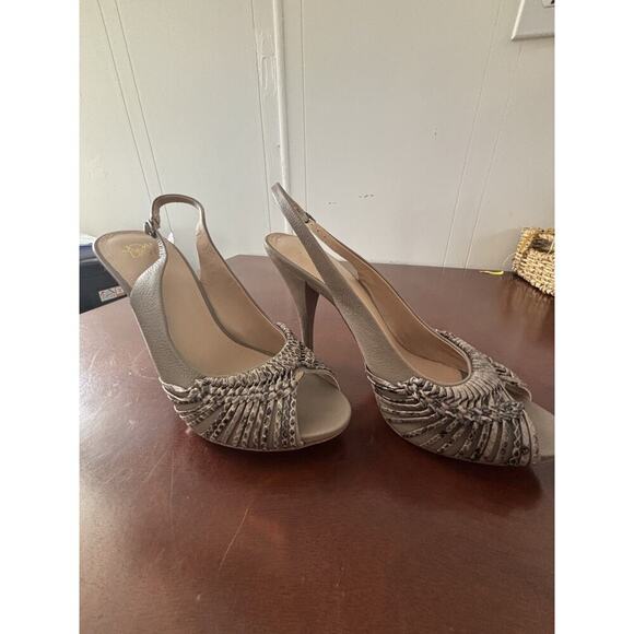 Joan & David Mimo Women's Light Natural Size 10 Slingback High Heel Shoes - Picture 1 of 11
